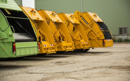 Professional waste management team handling business waste