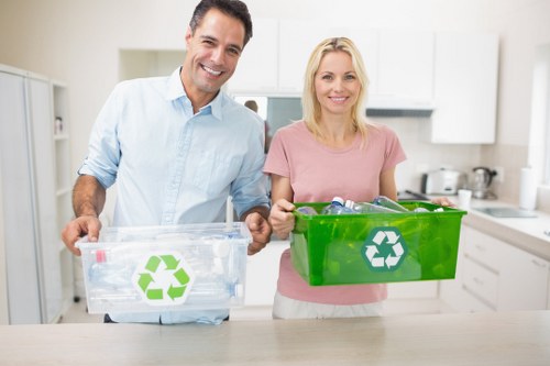 Recycling bins and waste segregation in a Parsons Green office